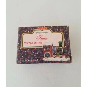 Vintage Giftco Polystone Train Ornament Christmas Tree Deco 2" X 3" New